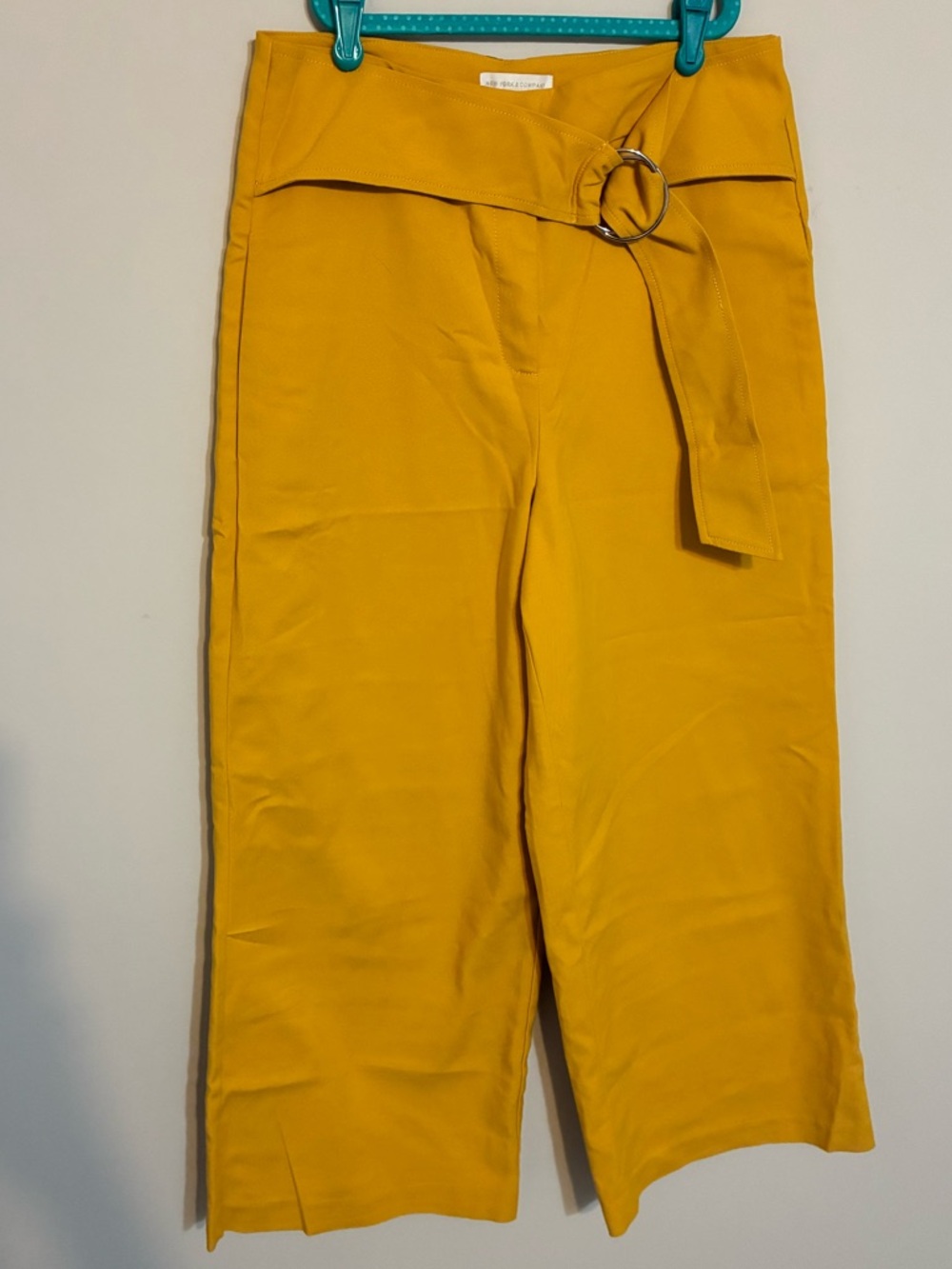 New York & Company High-Waist Mustard Wide-Leg Belted Pants 2